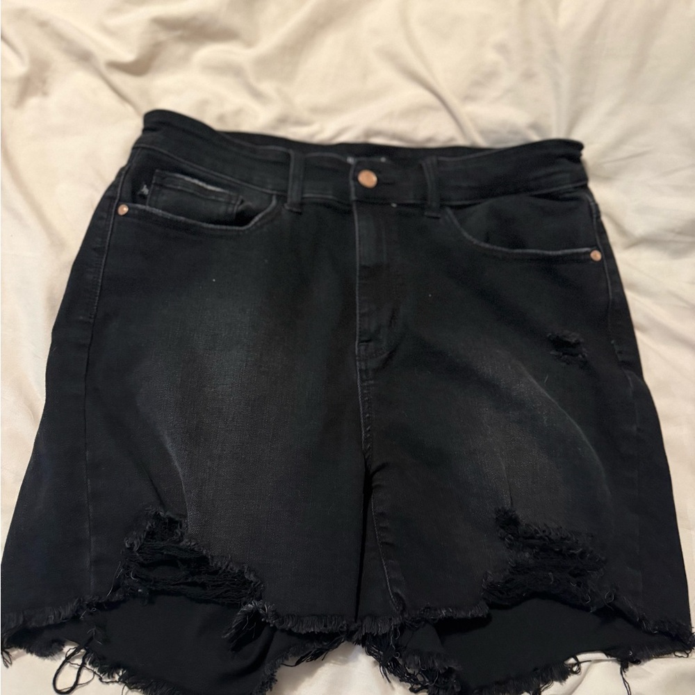 Judy Blue High-Waist Distressed Black Women's Denim Shorts